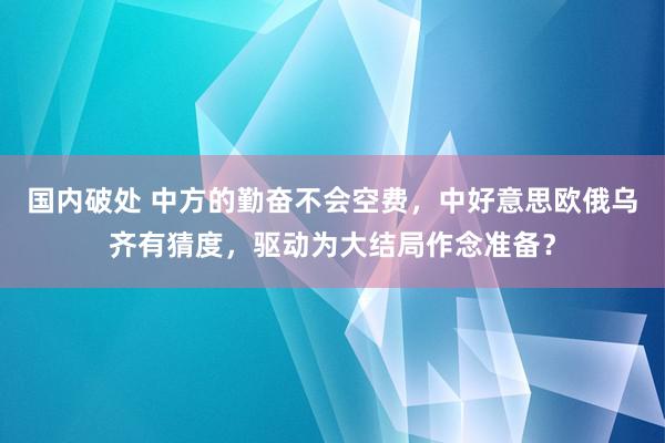 国内破处 中方的勤奋不会空费，中好意思欧俄乌齐有猜度，驱动为大结局作念准备？