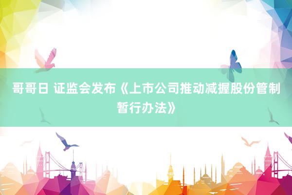 哥哥日 证监会发布《上市公司推动减握股份管制暂行办法》