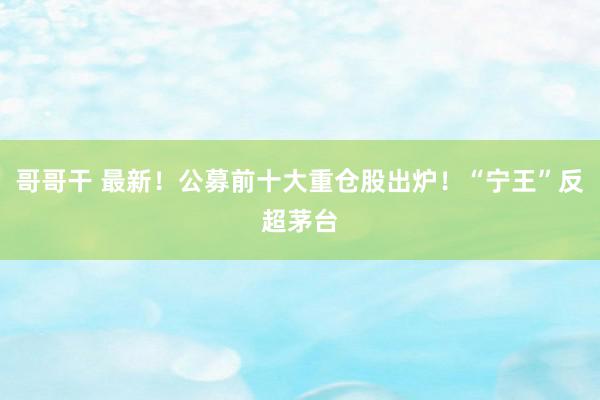 哥哥干 最新！公募前十大重仓股出炉！“宁王”反超茅台