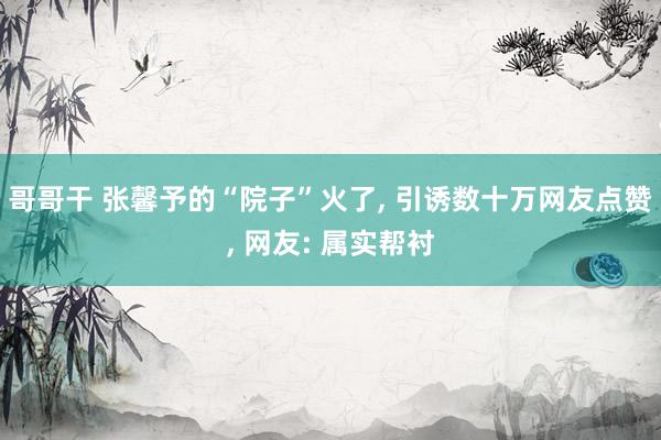 哥哥干 张馨予的“院子”火了, 引诱数十万网友点赞, 网友: 属实帮衬