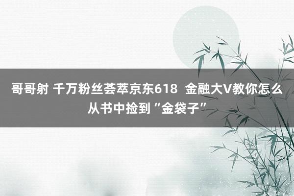 哥哥射 千万粉丝荟萃京东618  金融大V教你怎么从书中捡到“金袋子”