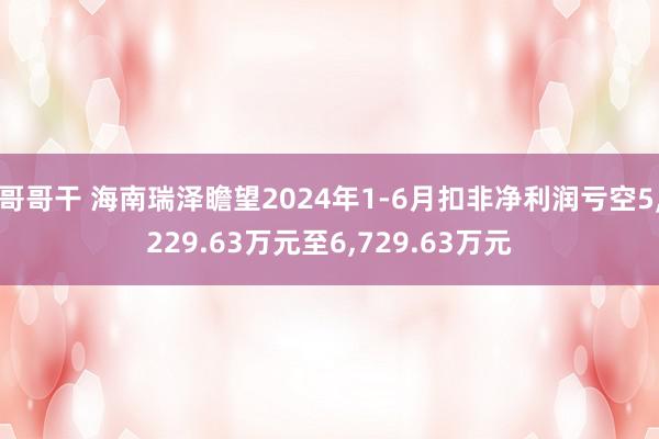 哥哥干 海南瑞泽瞻望2024年1-6月扣非净利润亏空5,229.63万元至6,729.63万元