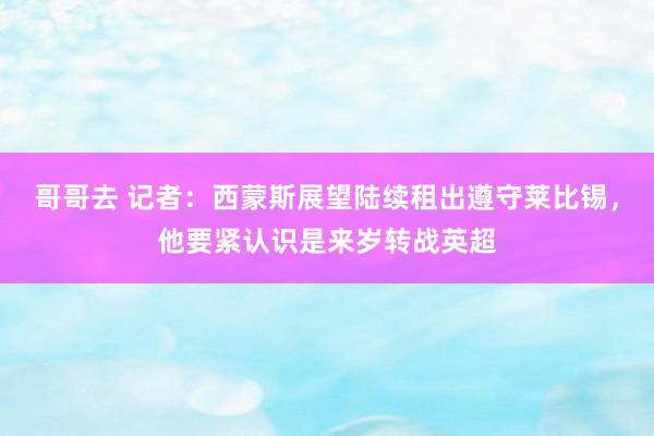 哥哥去 记者：西蒙斯展望陆续租出遵守莱比锡，他要紧认识是来岁转战英超