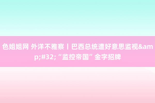 色姐姐网 外洋不雅察丨巴西总统遭好意思监视&#32;“监控帝国”金字招牌