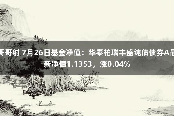 哥哥射 7月26日基金净值：华泰柏瑞丰盛纯债债券A最新净值1.1353，涨0.04%