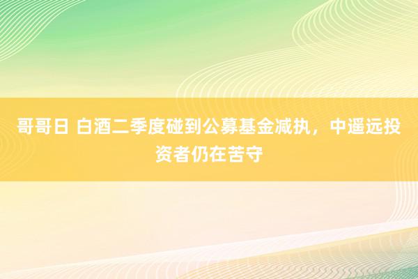 哥哥日 白酒二季度碰到公募基金减执，中遥远投资者仍在苦守