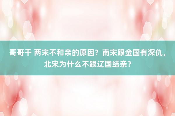 哥哥干 两宋不和亲的原因？南宋跟金国有深仇，北宋为什么不跟辽国结亲？