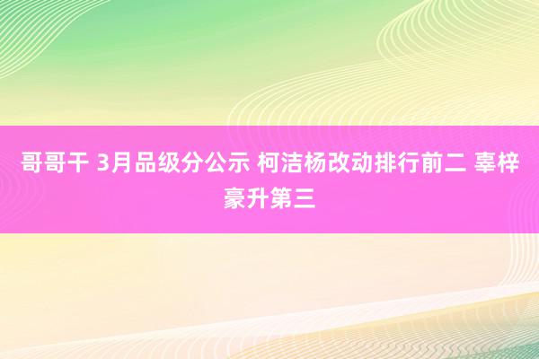 哥哥干 3月品级分公示 柯洁杨改动排行前二 辜梓豪升第三