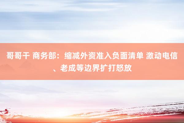 哥哥干 商务部：缩减外资准入负面清单 激动电信、老成等边界扩打怒放