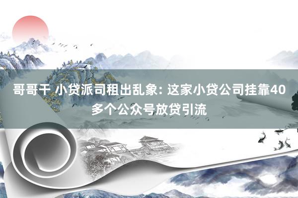 哥哥干 小贷派司租出乱象: 这家小贷公司挂靠40多个公众号放贷引流