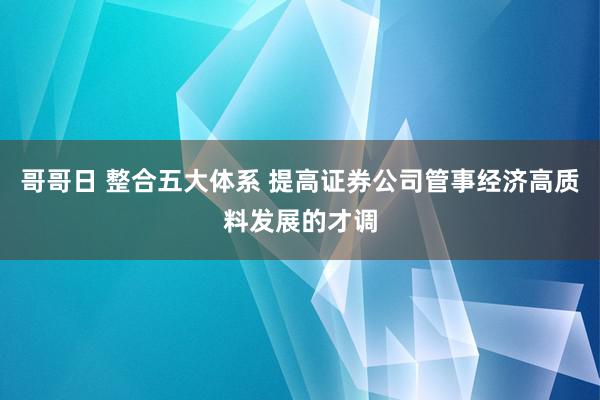 哥哥日 整合五大体系 提高证券公司管事经济高质料发展的才调