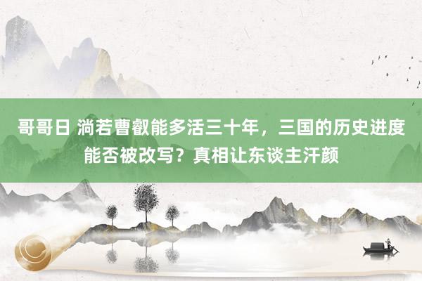 哥哥日 淌若曹叡能多活三十年，三国的历史进度能否被改写？真相让东谈主汗颜