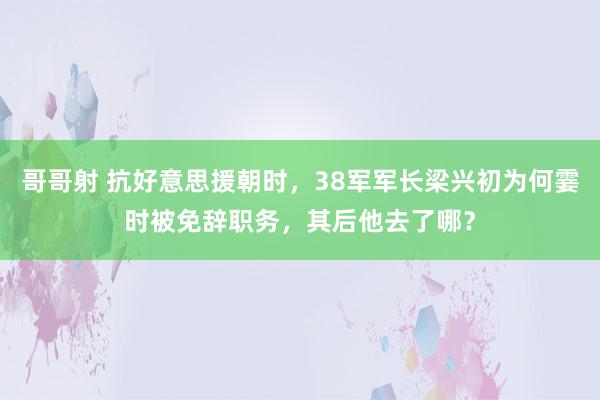 哥哥射 抗好意思援朝时，38军军长梁兴初为何霎时被免辞职务，其后他去了哪？