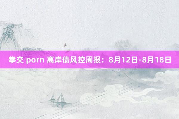 拳交 porn 离岸债风控周报：8月12日-8月18日