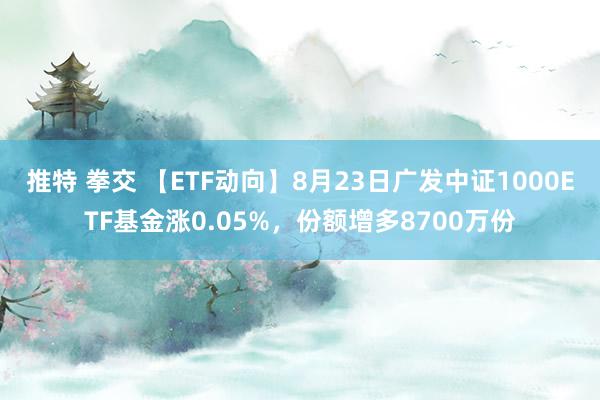 推特 拳交 【ETF动向】8月23日广发中证1000ETF基金涨0.05%，份额增多8700万份