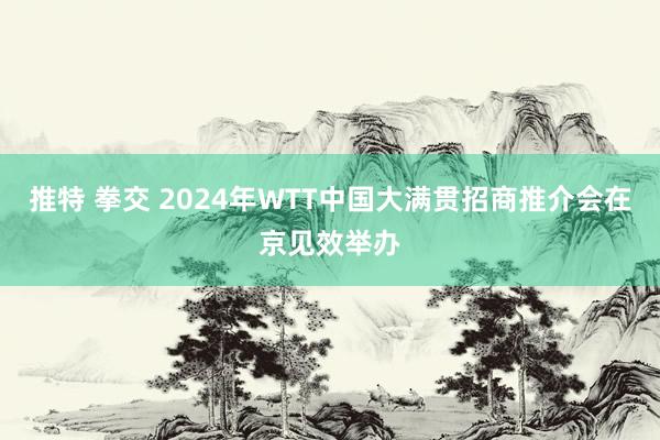 推特 拳交 2024年WTT中国大满贯招商推介会在京见效举办