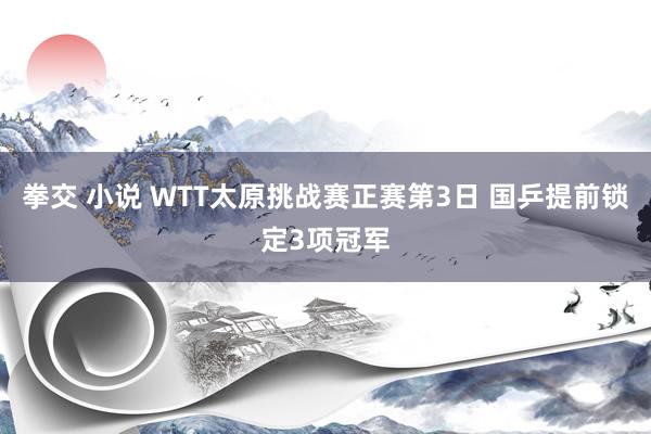 拳交 小说 WTT太原挑战赛正赛第3日 国乒提前锁定3项冠军